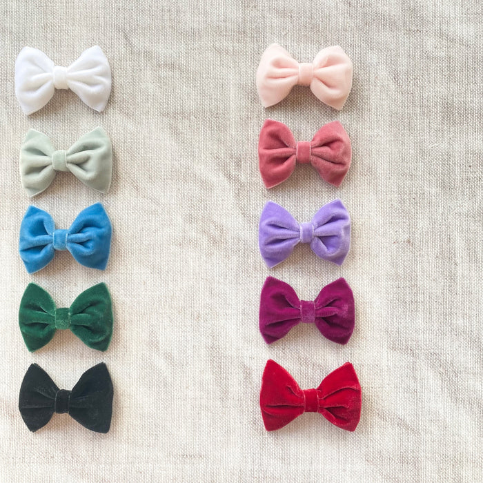 Little Velvet Bow Clips Set / Custom Colours