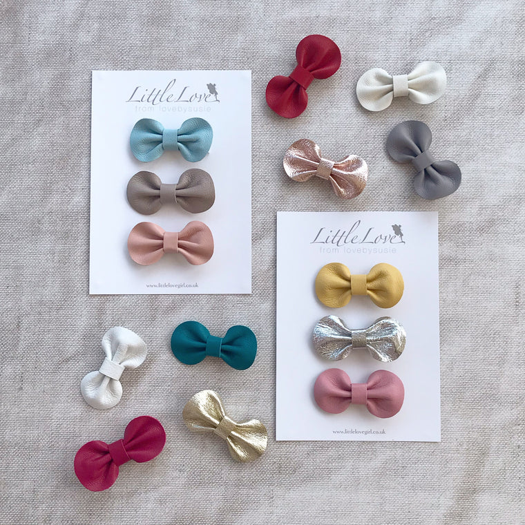 Mini Bow Hair Clip Set / Custom Colours