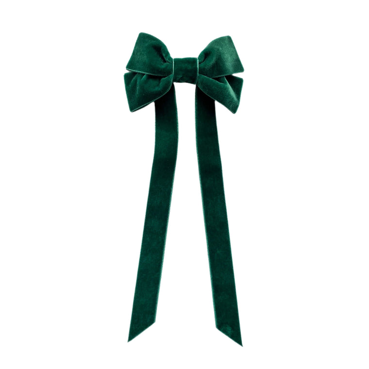 FABLE Velvet Bow Barrette/ EMERALD