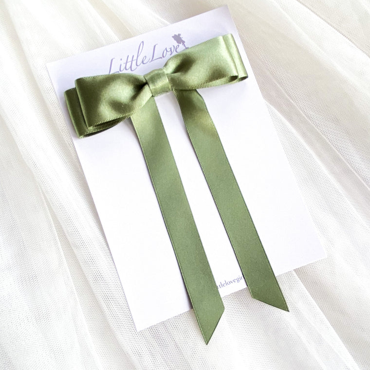 FLEUR Petite Satin Bow / WILLOW GREEN