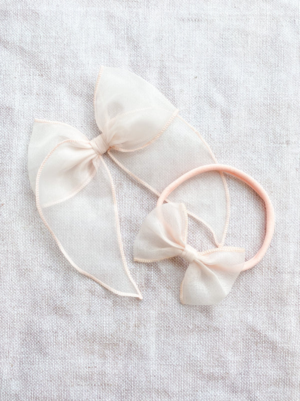 Silk Organza Bow Classic/ Blush