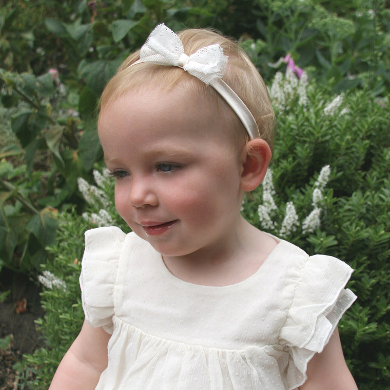 Little Love Christening Headbands for babies and toddlers, lace bow baby headband, Ivory silk baby Headband, Christening headband for baby,  Ivory silk headband beautiful for christening or wedding, Ivory Silk Baby Headband for baptismm, Baptism headband for baby, lace bow baby headband, Silk Babies Hairband, 