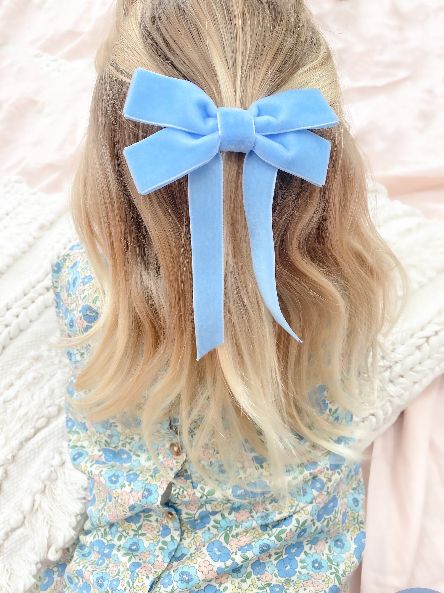 Petite Ribbon Bow // Cornflower Blue Headband