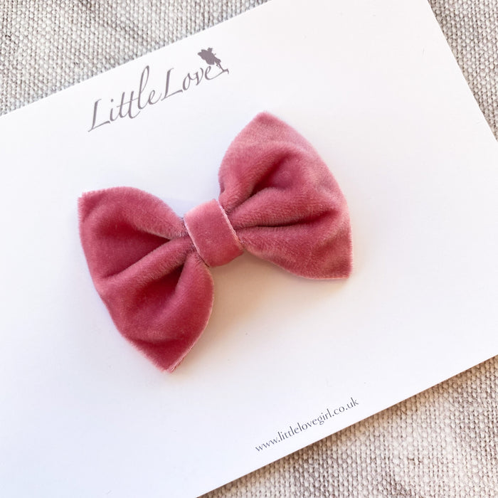 Little Velvet Bow Clips Set / Custom Colours