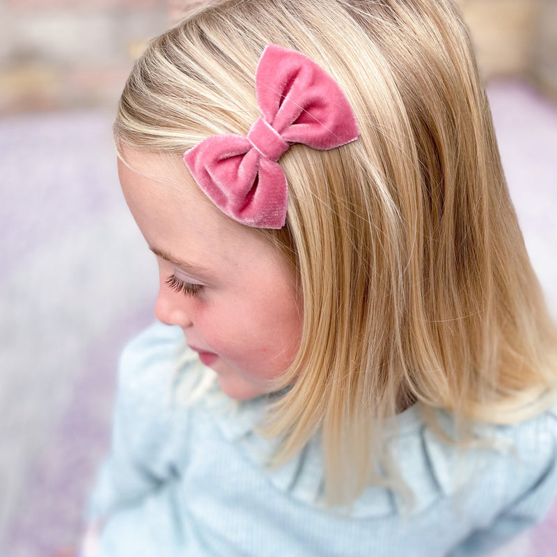 Little Velvet Bow Clips Set / Custom Colours