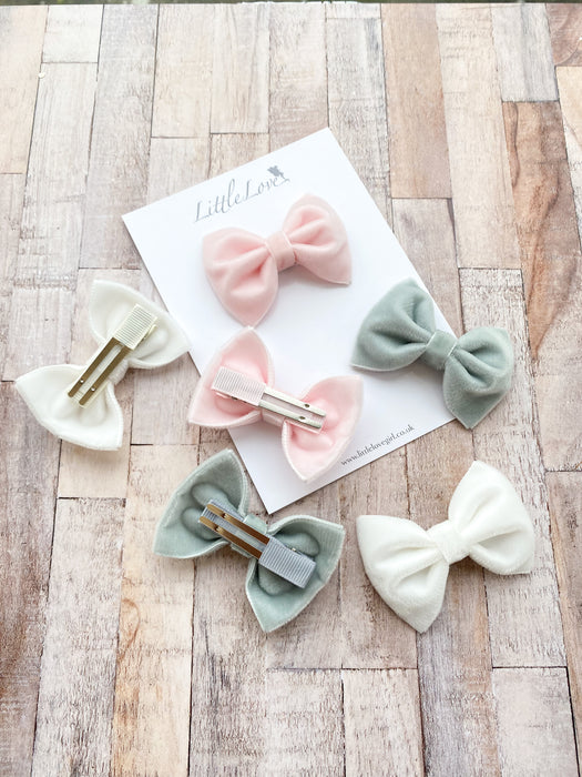 Little Velvet Bow Clip / PASTELS