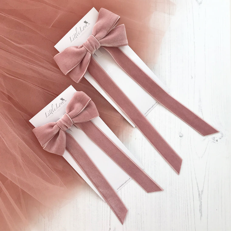 Velvet Bow Barrette/ EVER AFTER / AZALEA
